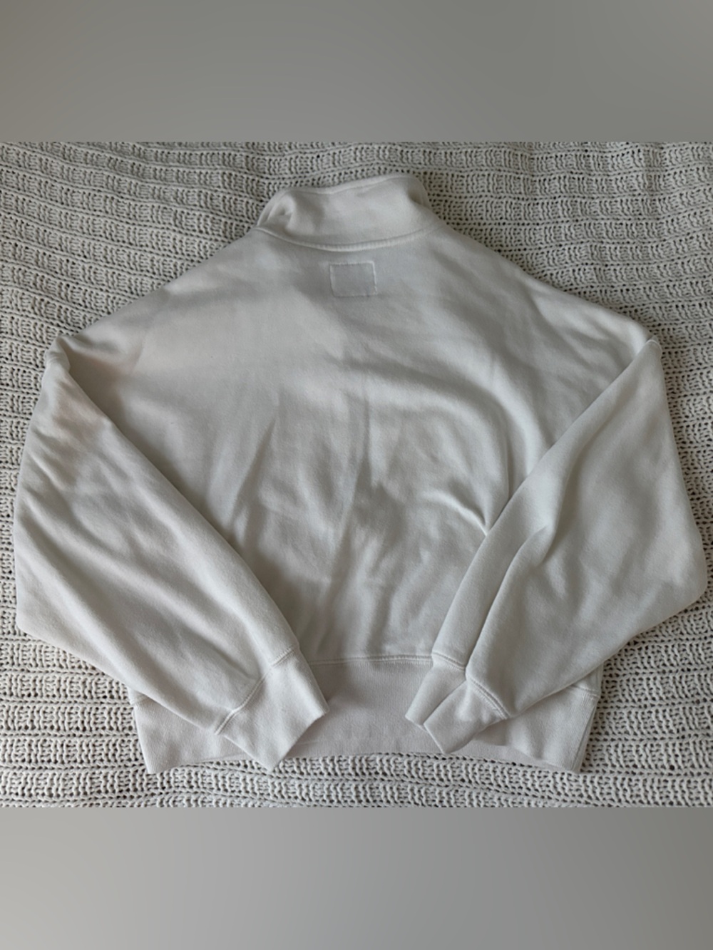 Abercrombie & Fitch Cream Half-Zip Sweater with Navy Logo - Picture 3 of 4